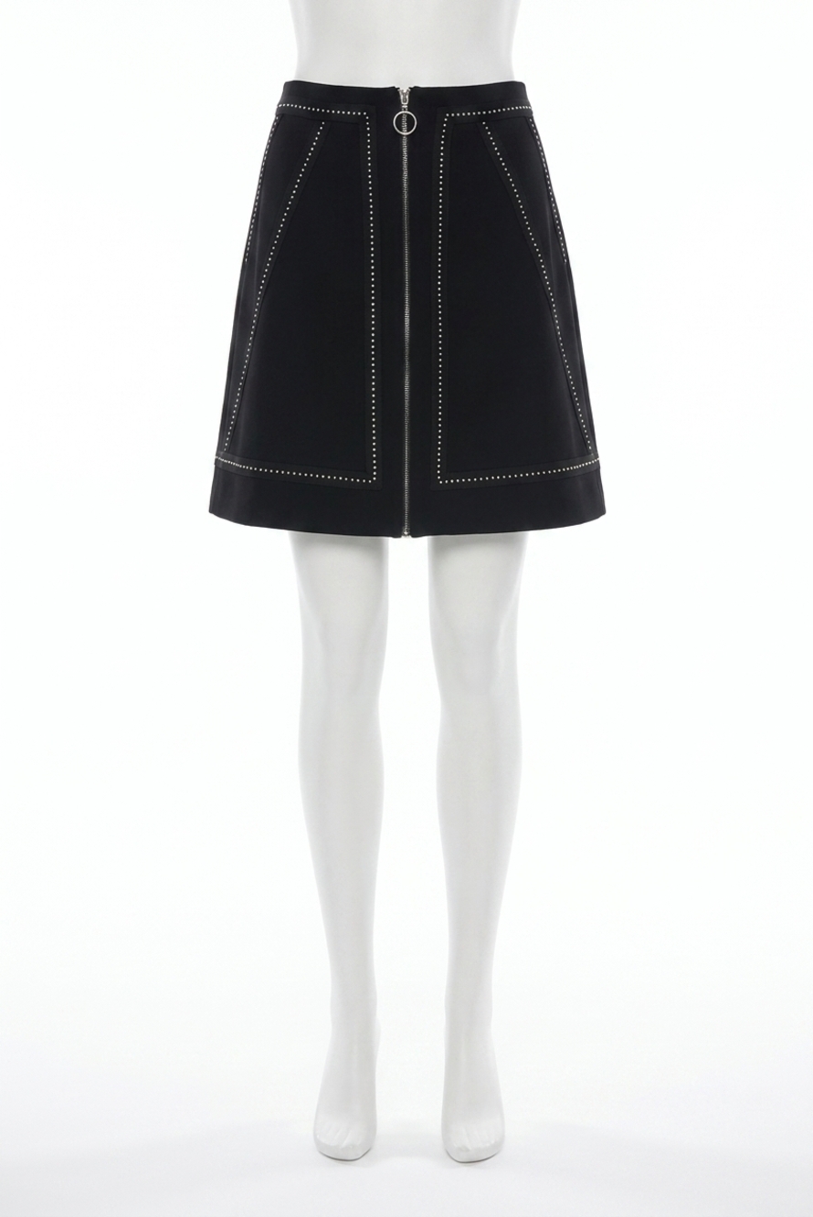 NEW JOSEPH RIBKOFF zippered front and embellishments skirt in black